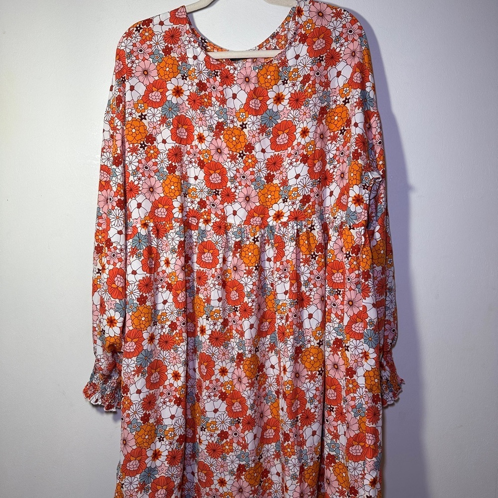 Dokotoo Woman's Flowy Boho Floral Long Sleeve Empire Waist Babydoll Dress